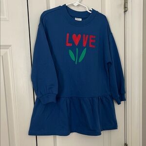 Hanna Andersson Blue Dress with Love Design